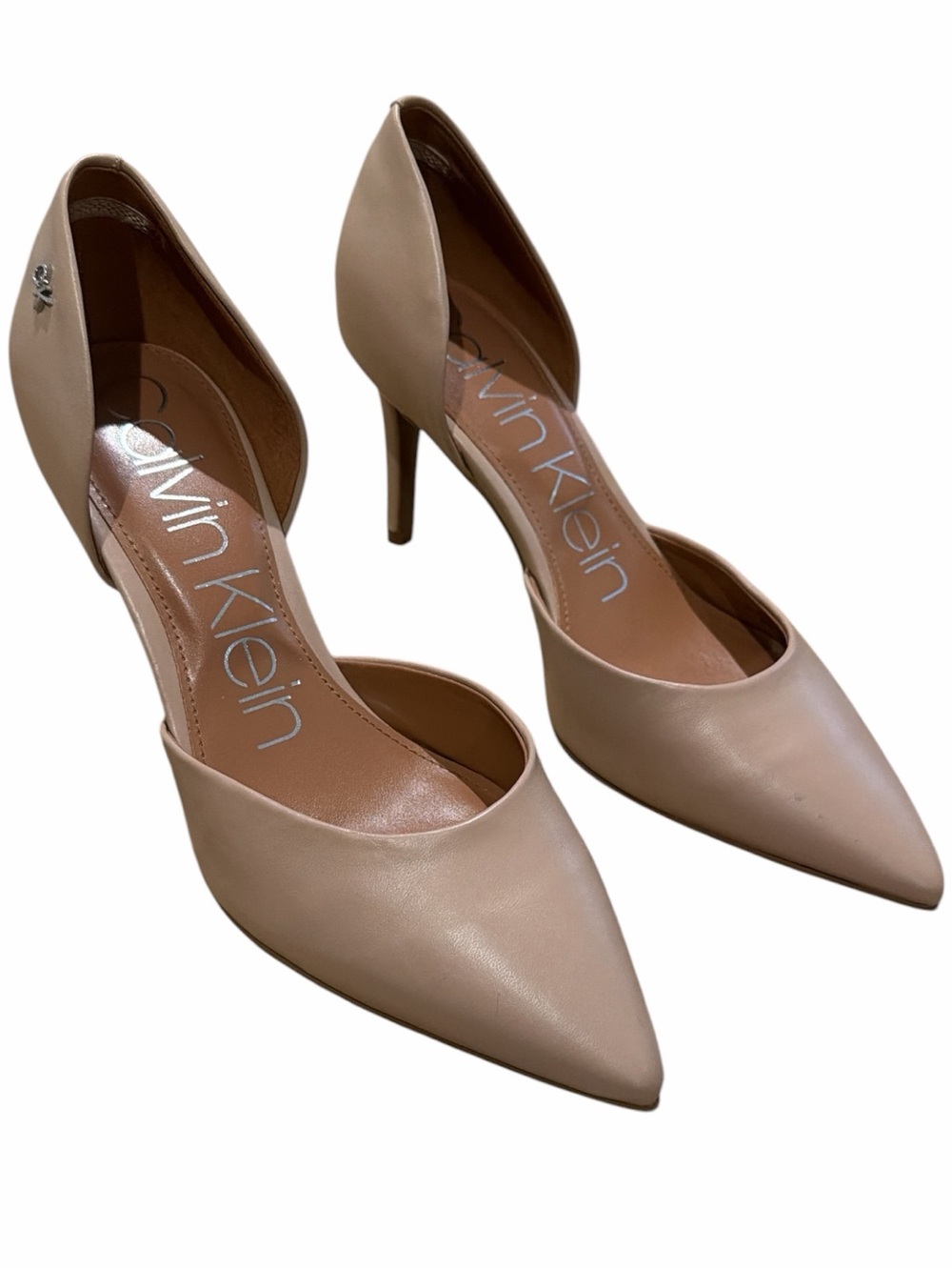 Calvin Klein Beige Pointed-Toe D'Orsay Heels